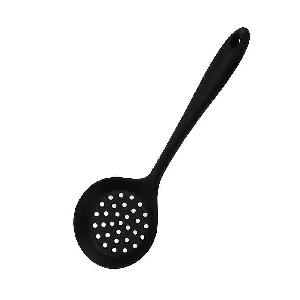Lebensmittelechtes Silikon-sieb, Antihaftbeschichtet, Hot-pot-löffel, Großes Fassungsvermögen, Schaumlöffel, Stabsieb, Kochutensil (schwarz)-32.00x10.00x2.00cm-black