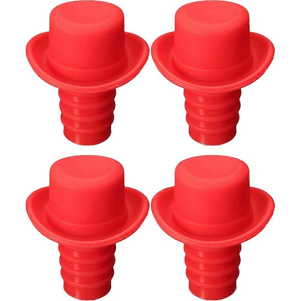 Stück Weinstopper, Champagner- Und Bierflaschenverschlüsse, Kreative Hut-weinstopper-5x5cm-red