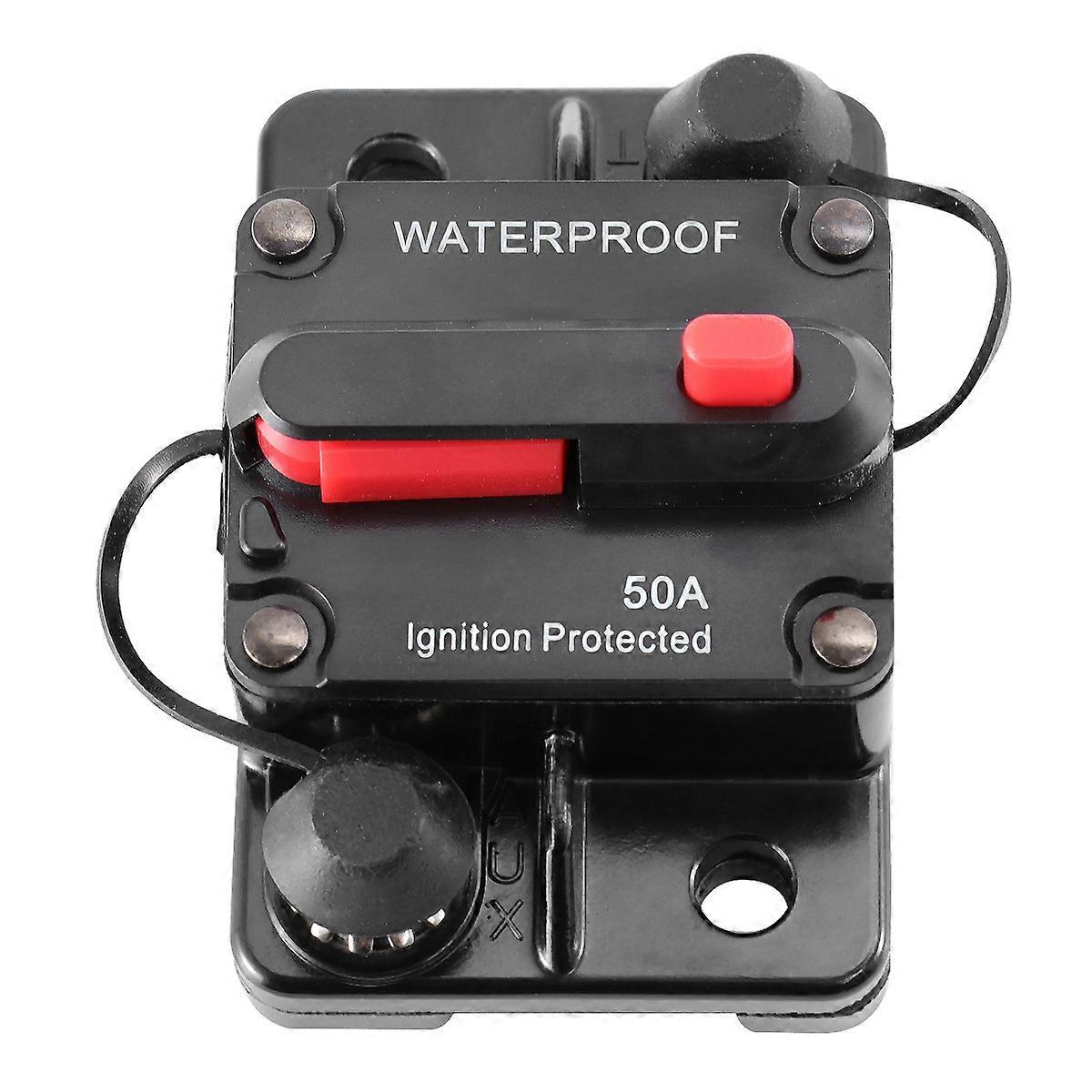50a Wasserdichter Hochstrom-leistungsschalter Mit Manueller Rückstellung Und Zwei Anschlüssen Sowie Schalter (schwarz)-black