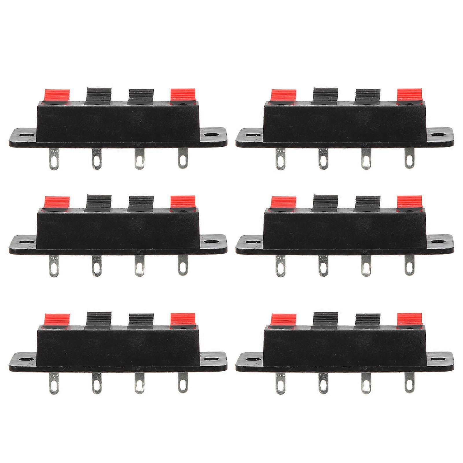 6 Stück Lautsprecheranschlussklemmen, Stereo-lautsprecheranschluss-verkabelungsplatine, Schalterplatte-6.5x2cm-black