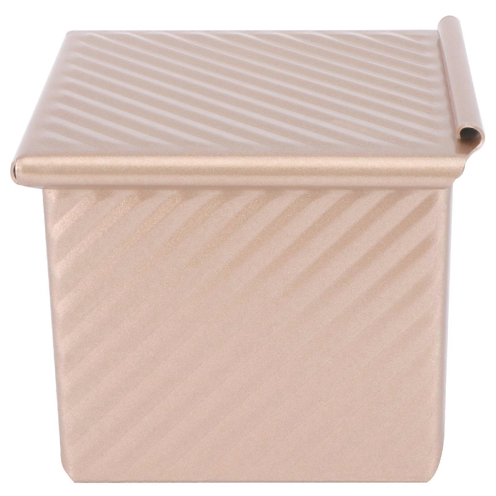 1 Stück Antihaft-toastbox Aus Aluminiumlegierung Mit Wellenmuster, Backform Für Den Haushalt, Inklusive Deckel (champagner)-10x10x10cm