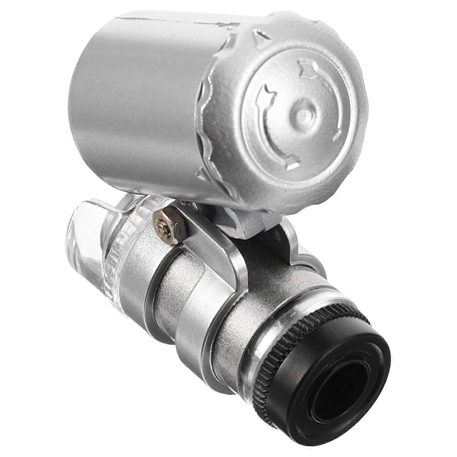 1 Stück Mini-mikroskop 60x Zur Geldscheinprüfung Mit Led-vergrößerung-4.5x4x2cm-silver