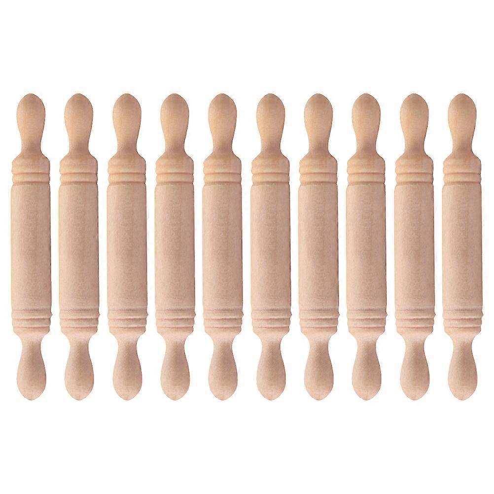 10 Stück Mini-nudelholz-schießrequisiten Aus Holz, Puppenhaus-nudelholzmodelle-5x0.7x0.7cm