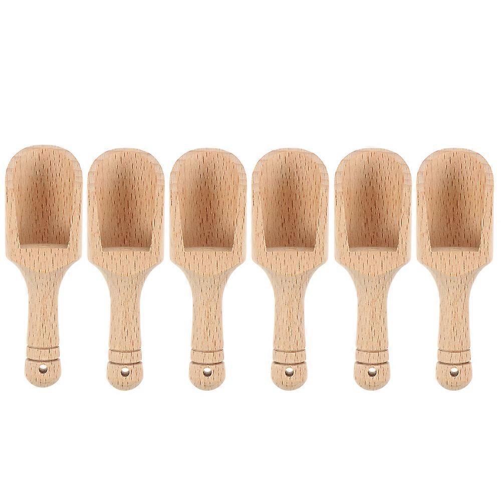 6-teiliges Haushaltsgeschirr Aus Holz: Teelöffel, Kaffeelöffel, Milchpulverlöffel-8x2.5cm