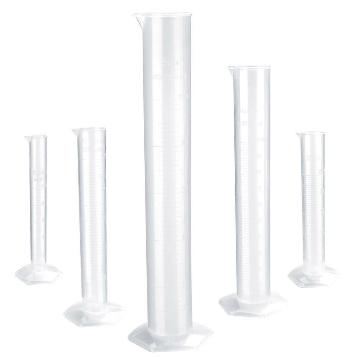Stück Transparente Messzylinder Aus Kunststoff, Graduierte Zylinder 10 Ml / 25 Ml / 50 Ml / 100 Ml / 250 Ml