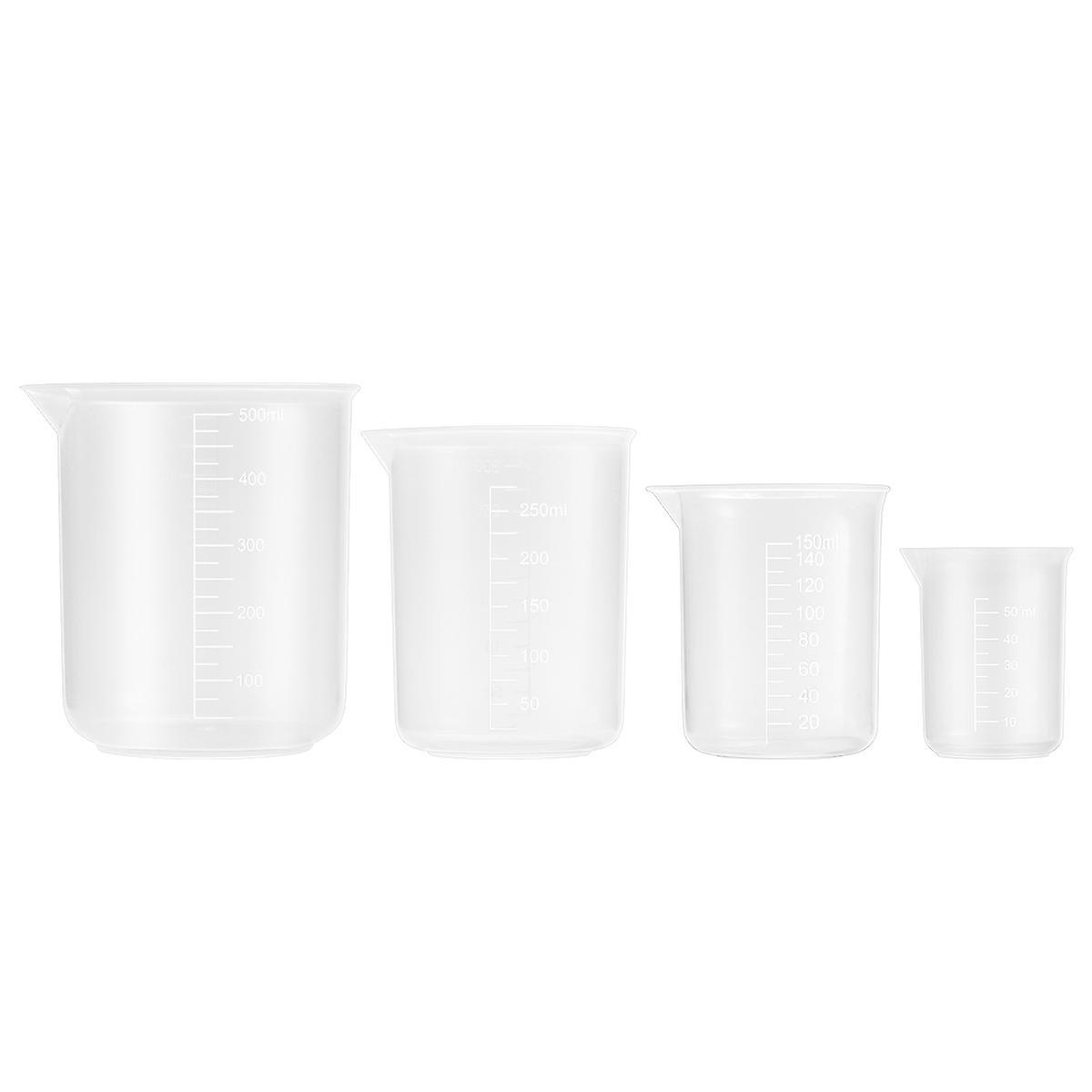 Nuolux 4 Stück 50 Ml / 150 Ml / 250 Ml / 500 Ml Messbecher Aus Kunststoff (transparent)