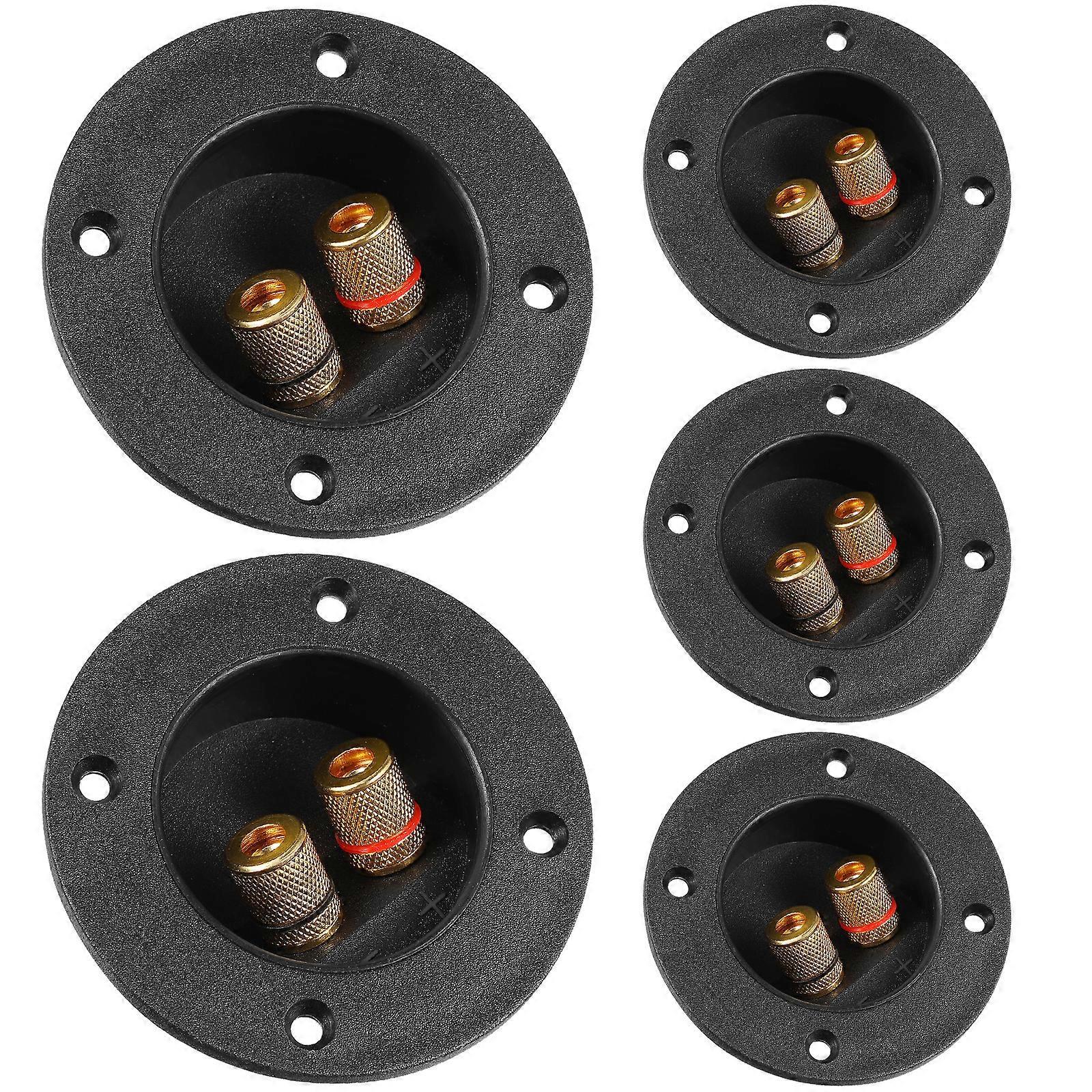 5 Stück Diy Heim- Und Autoradio-2-wege-lautsprecherbox-anschlussklemmen, Runde Federbecherverbinder, Subwoofer-stecker (schwarz)-7.50x7.50x4.50cm