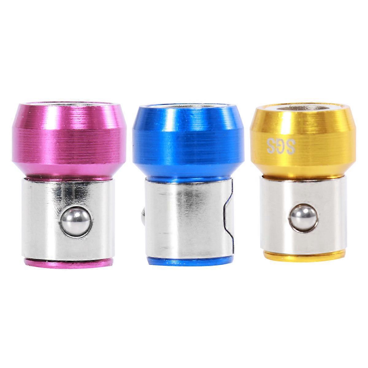 Stück 6,35 Mm Universal-schraubendreherbits Mit Magnetring Aus Metall, Stark Magnetische Schraubendreherbithülse Ohne Pol (blau, Gold Und Lila)-1.51.52.1cm