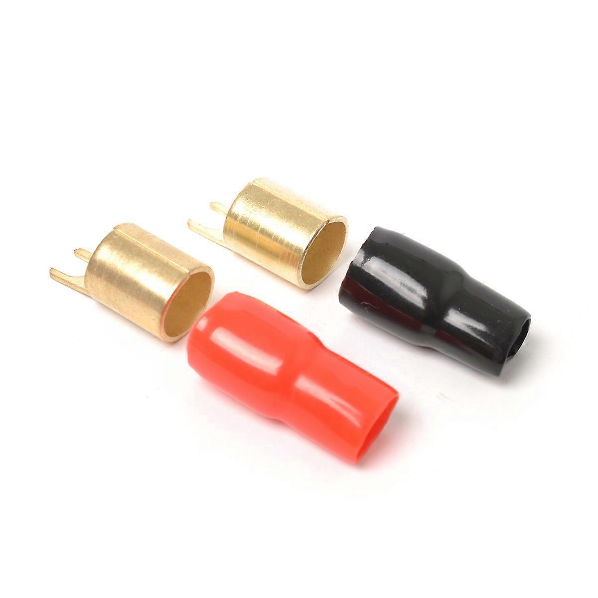 Paar Vergoldete, Kupferbeschichtete 0-gauge-flachsteckverbinder/crimpadapter Für Lautsprecherkabelstecker – 0ga (rot Und Schwarz)-red