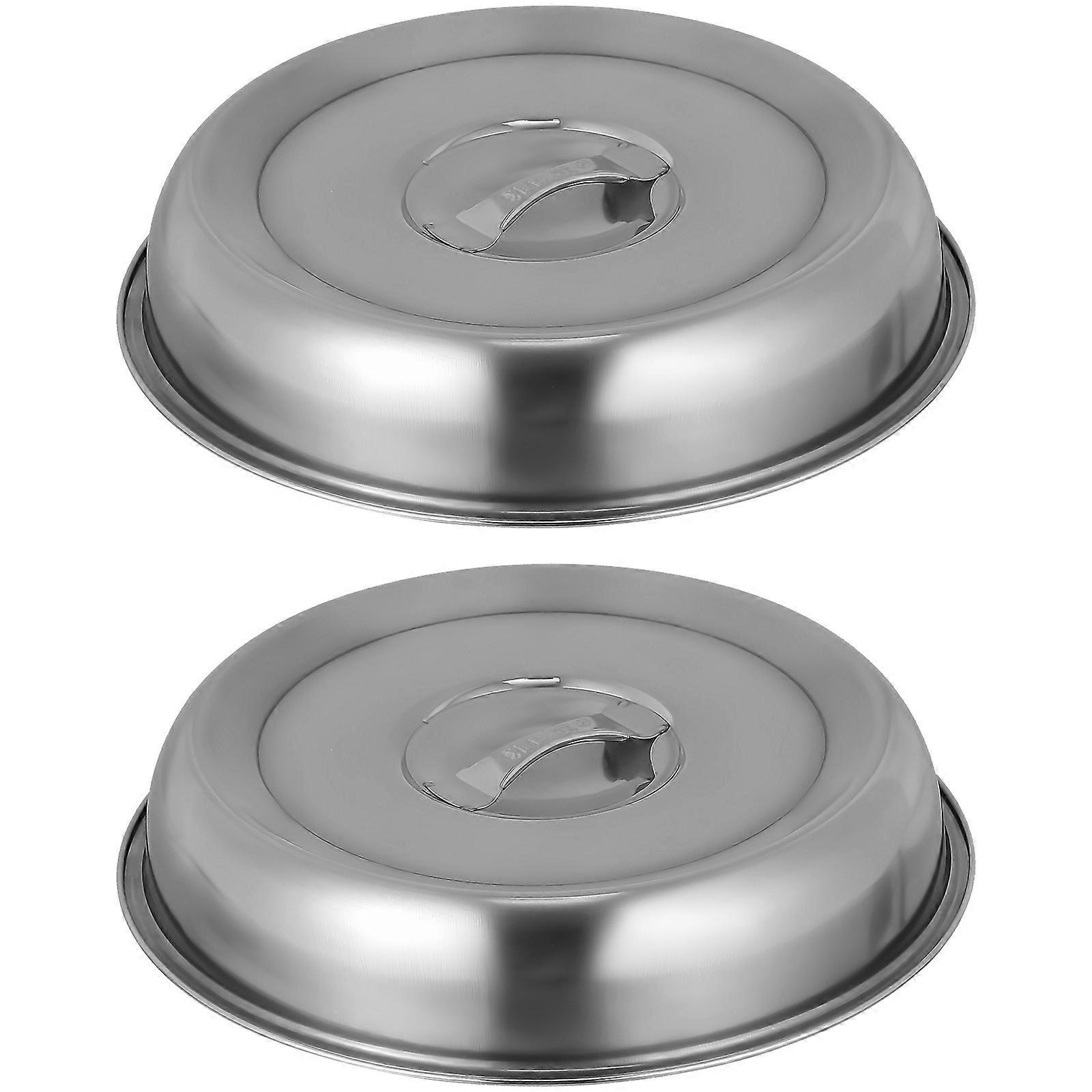2 Stück Edelstahl-lebensmittelabdeckungen Für Den Haushalt, Ölbeständige Lebensmittelabdeckung-20x20x3.5cm-silver