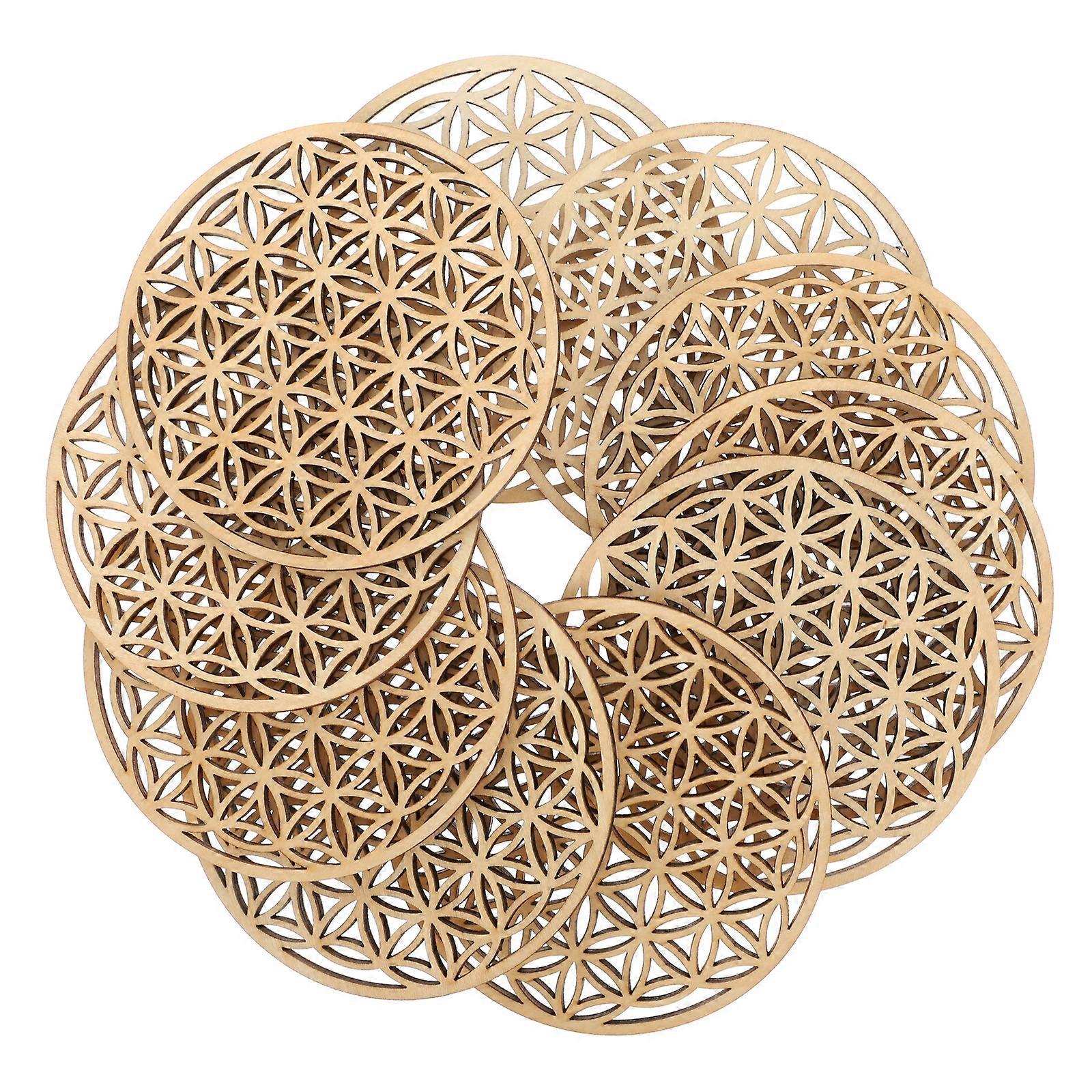 10 Stück Hölzerne Getränkeuntersetzer, Tassenuntersetzer, Runde Tassenmatten, Tischuntersetzer-10x10x0.3cm