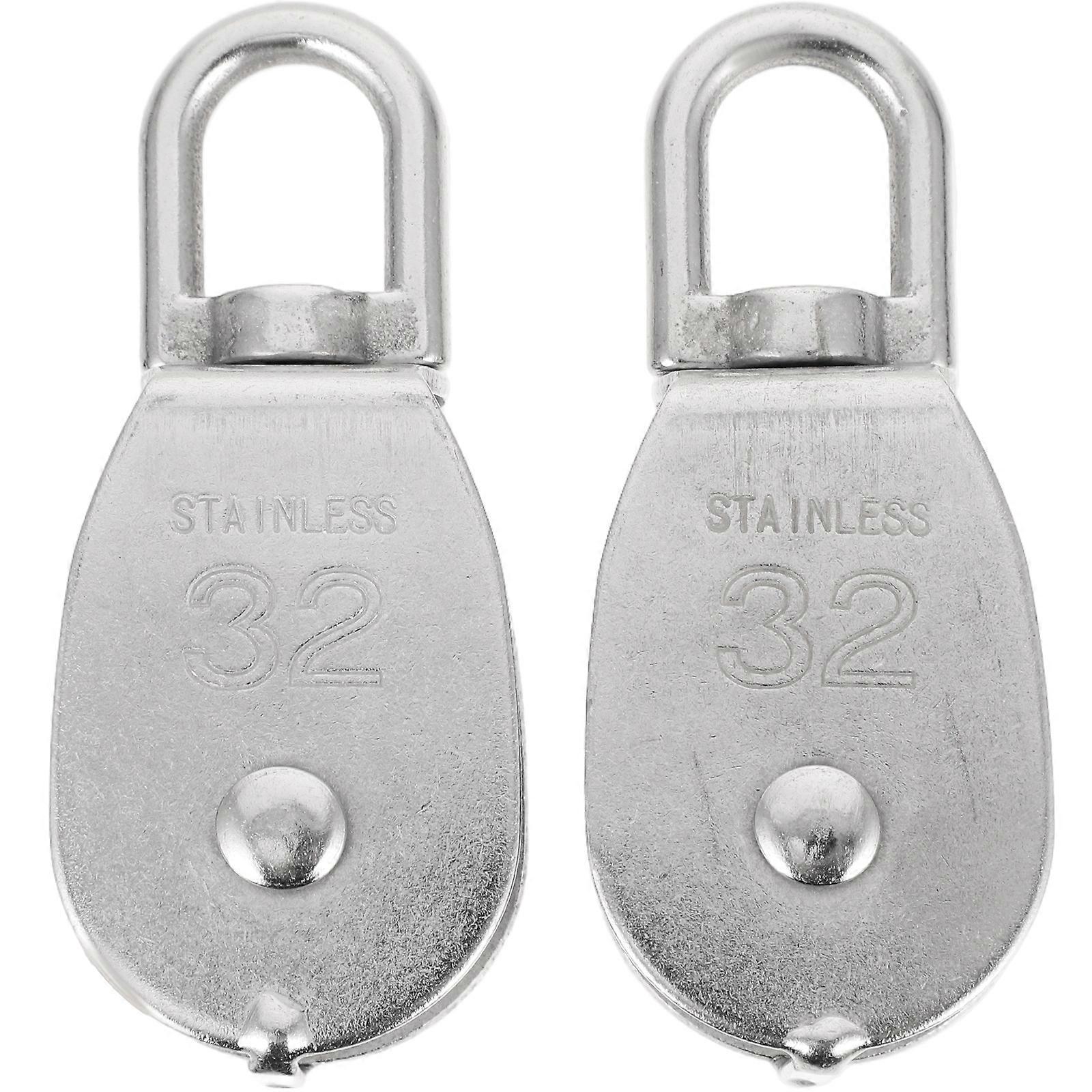 2 Stück Einzelrolle, Hängeseil, Abschlepprad, Hebeseilrolle, Lagerrad-10x4.2cm-silver