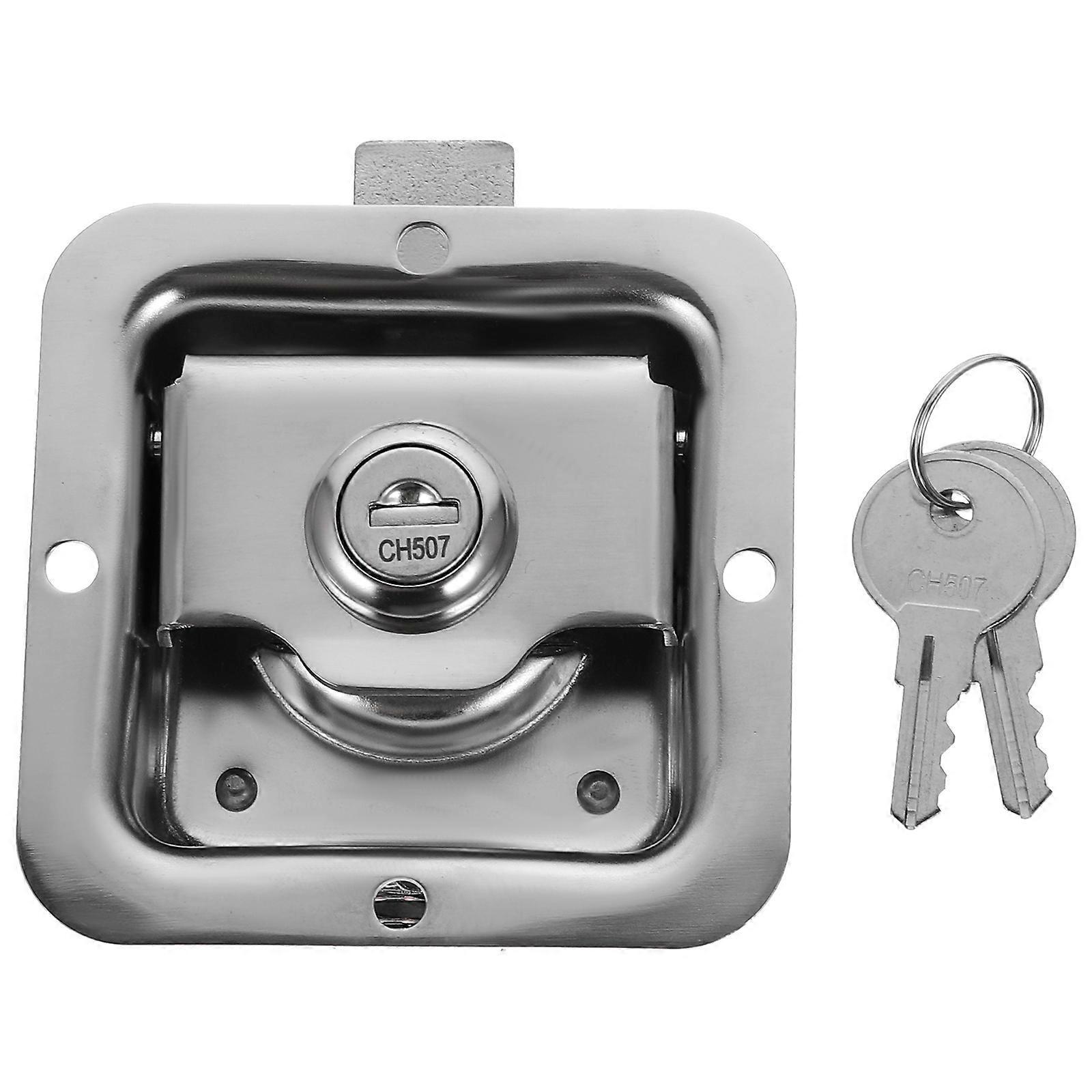 Satz Edelstahl-schlossplattenschloss Anhängerschloss Für Wohnmobile, Baufahrzeuge-9.5x8.3x4cm-silver