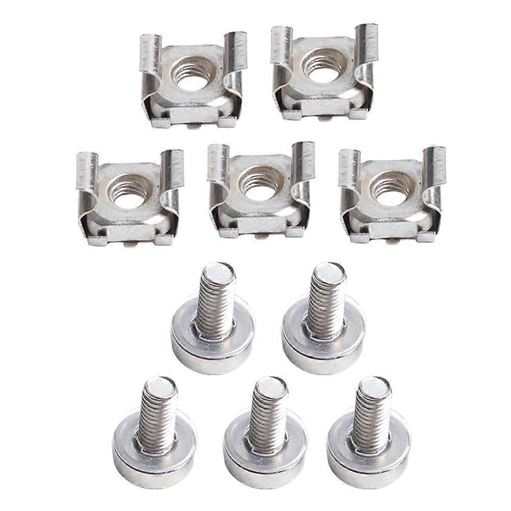 Sets Vierkant-käfigmuttern Und M6x20 Befestigungsschrauben Unterlegscheiben Für Serverracks Und -schränke (je 5 Stück Käfigmutter/schraube)-2x1.2cm-silver