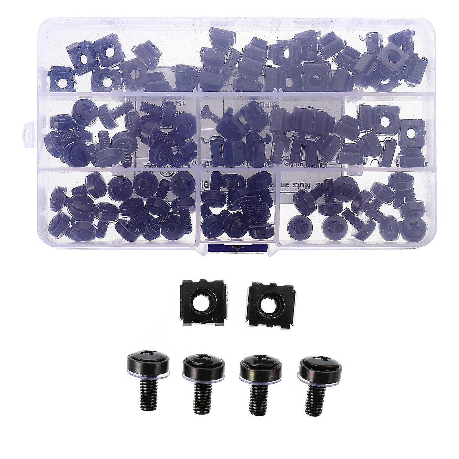 50 Stück Vierkant-sicherungsmuttern Für Computer-rack-montagekäfige Mit 50 Schrauben-1.6x1.1cm-black
