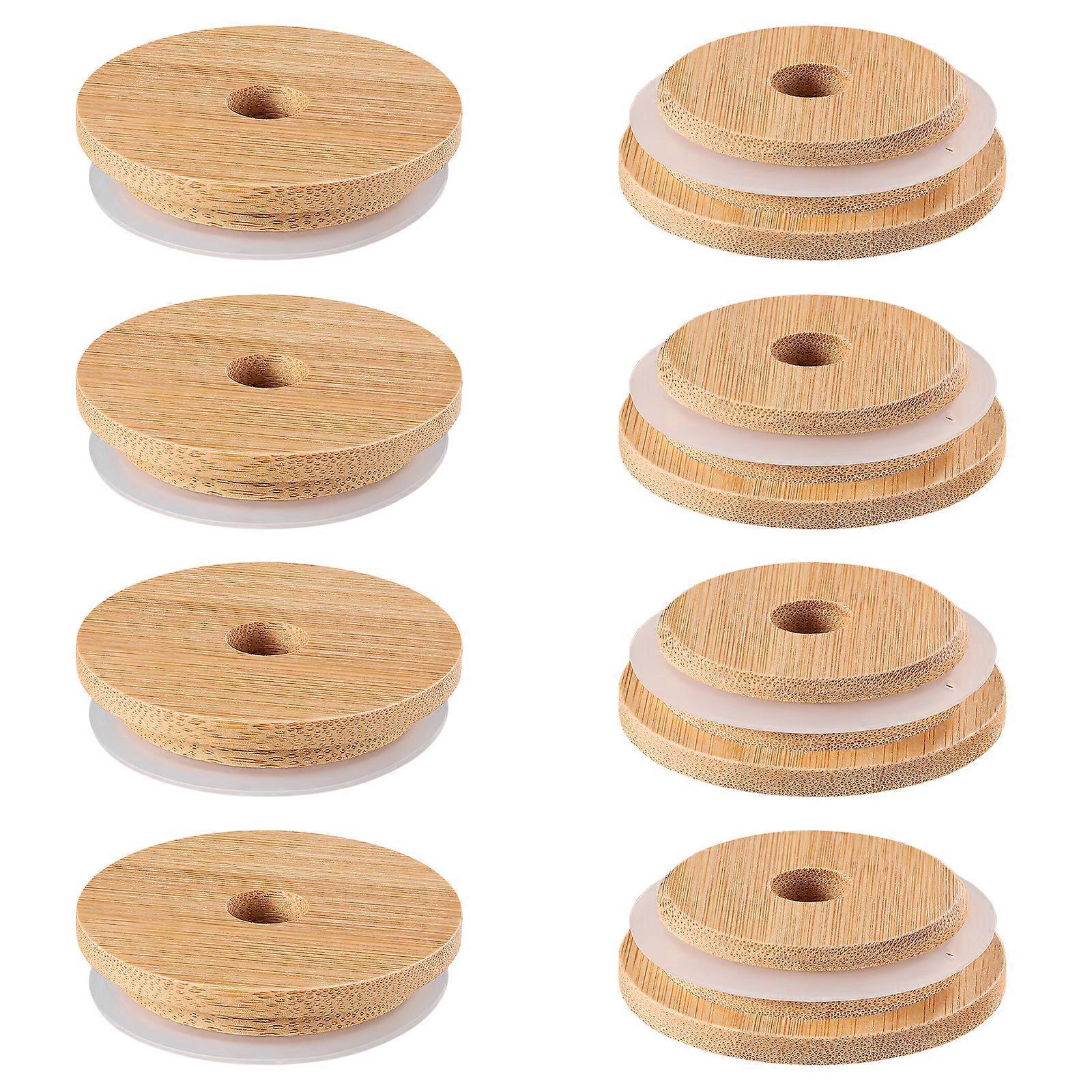 Doitool 8-teiliges Set Flaschenverschluss-bambusdeckel, Glasverschluss-abdeckungen, Glas- Und Flaschendeckel, Bambus-abdeckungen Für Becher Und Flaschen