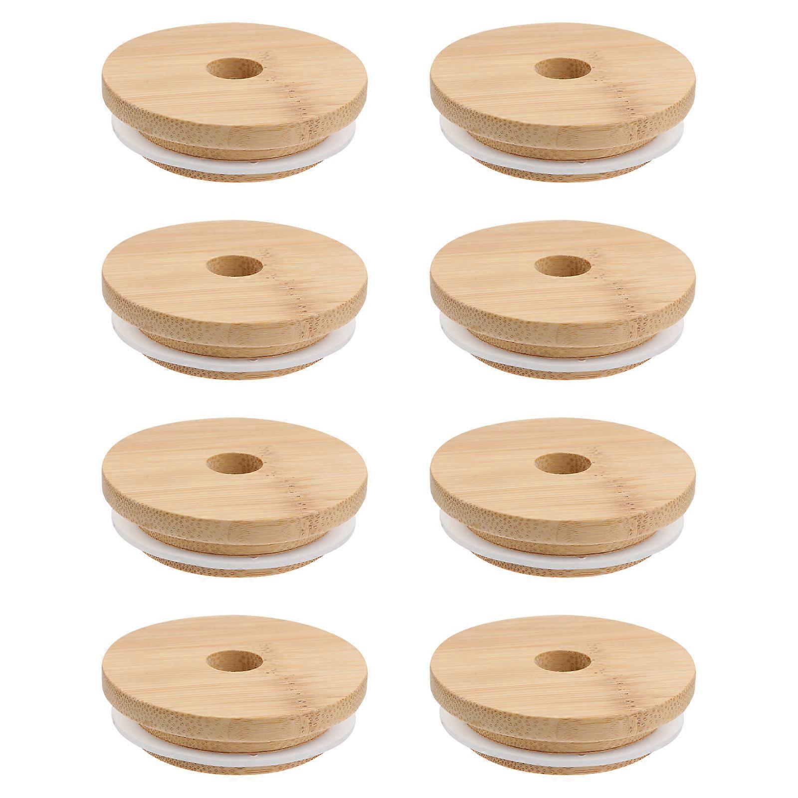 8 Stück Robuste Bambusdeckel Für Becher, Kaffeetassen, Gläser, Dosen, Flaschen, Bambusdeckel, Gummi-gewürzdeckel (außendurchmesser 70 Mm)-7x7cm-khaki