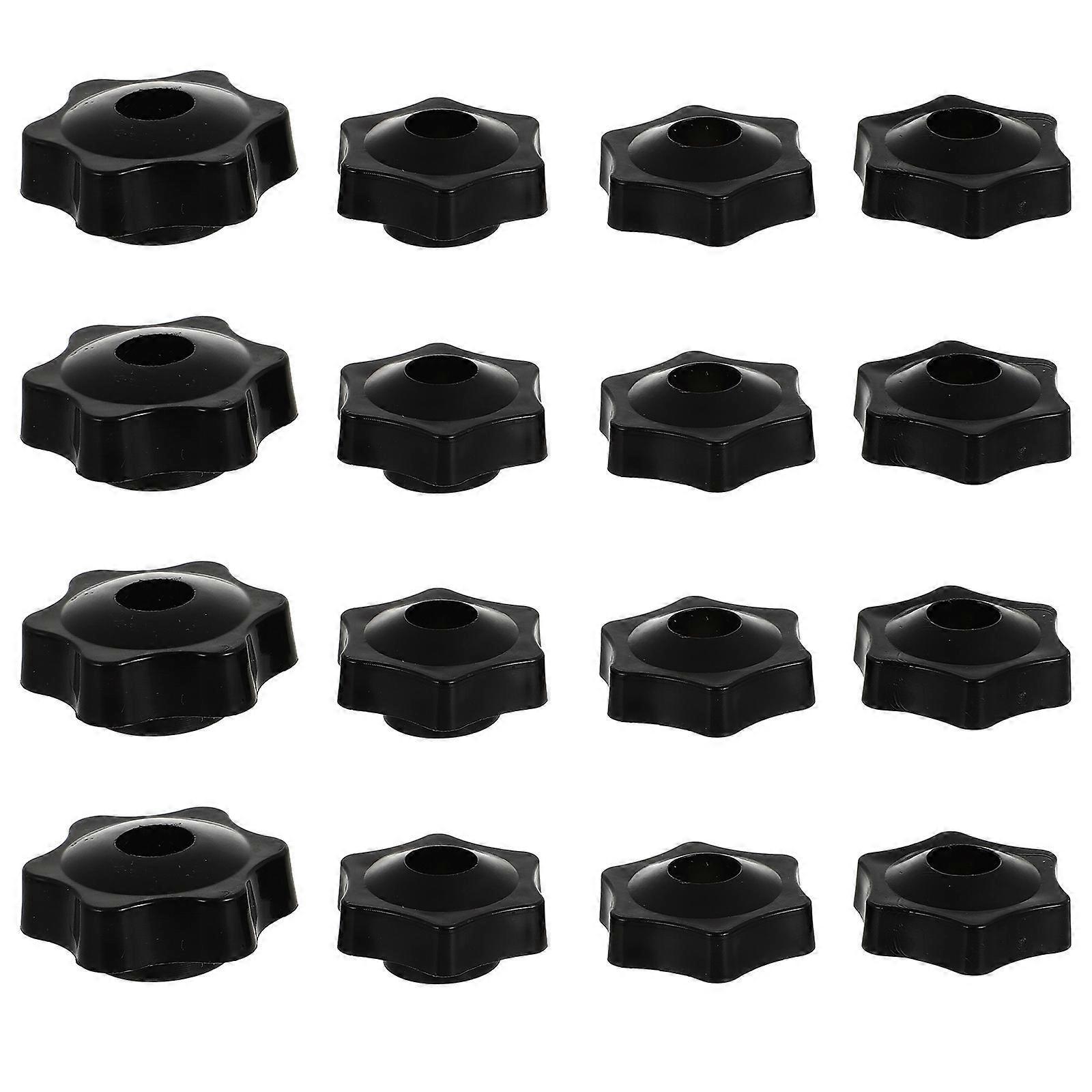 16-teiliges Set Sterngriffmuttern-klemmknöpfe M5 M8 Gewinde Durchgangsloch Sternkopf-3.5x3.5cm-black