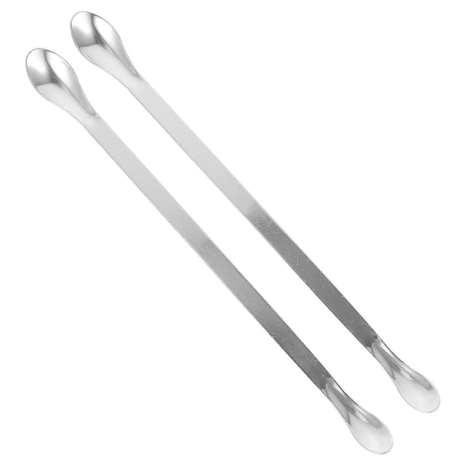 2 Stück Edelstahl-probenlöffel, Experimentierlöffel, Doppelkopflöffel-20x2.5x0.5cm-silver