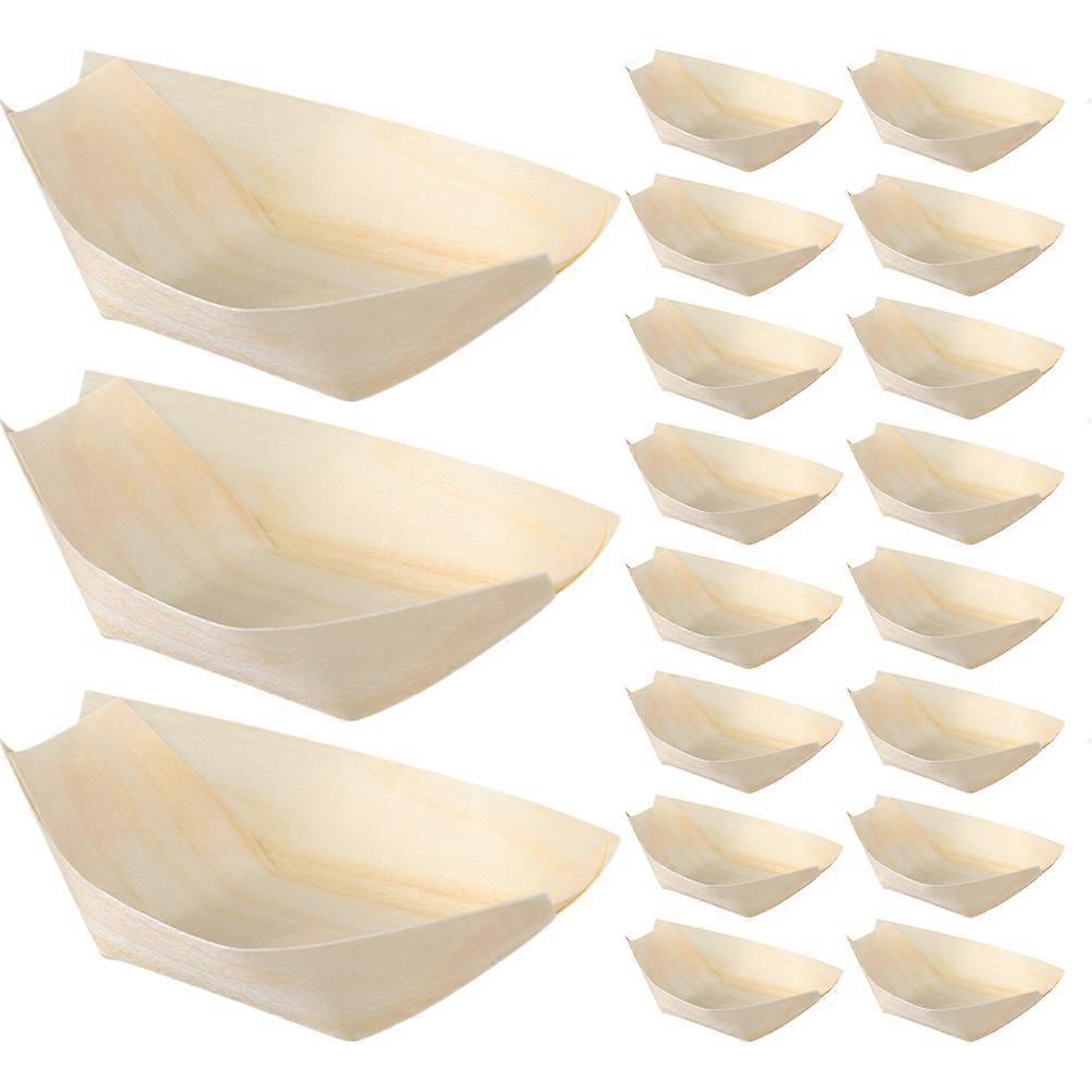 200 Stück Einweg-sushi-serviertabletts, Sushi-boot-teller Aus Holz, Dessert-serviertabletts, Speiseschalen-8.50x6.00x2.50cm