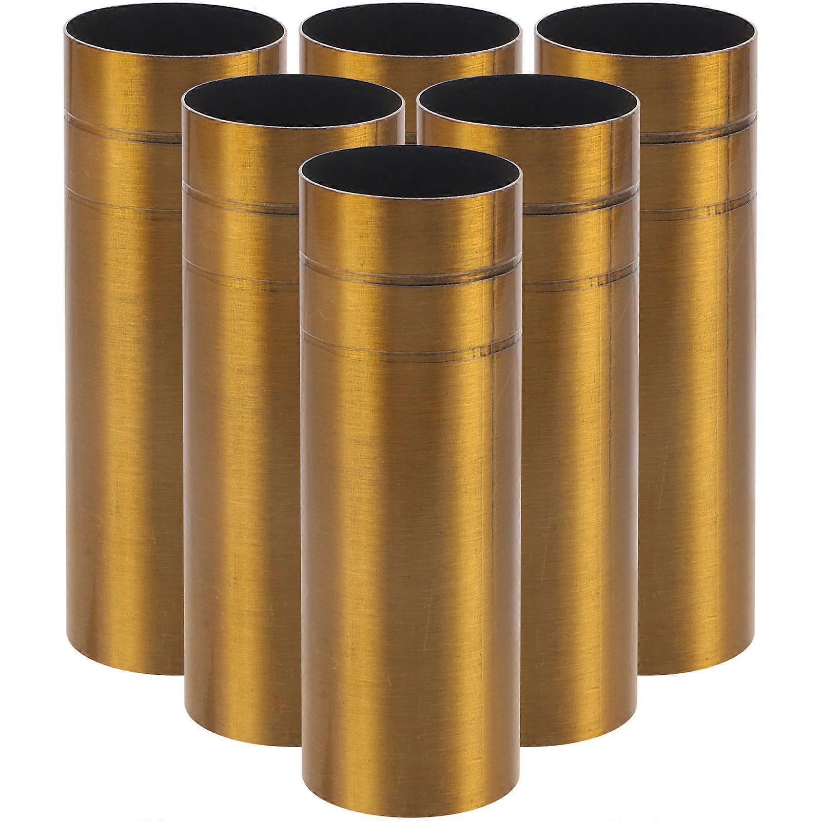 6-teiliges Set Lampensockel-abdeckungen Aus Metall Für Kerzenlampenfassungen, Zubehör Für Eiserne Kandelaber-leuchten-8.00x2.50x2.50cm-golden