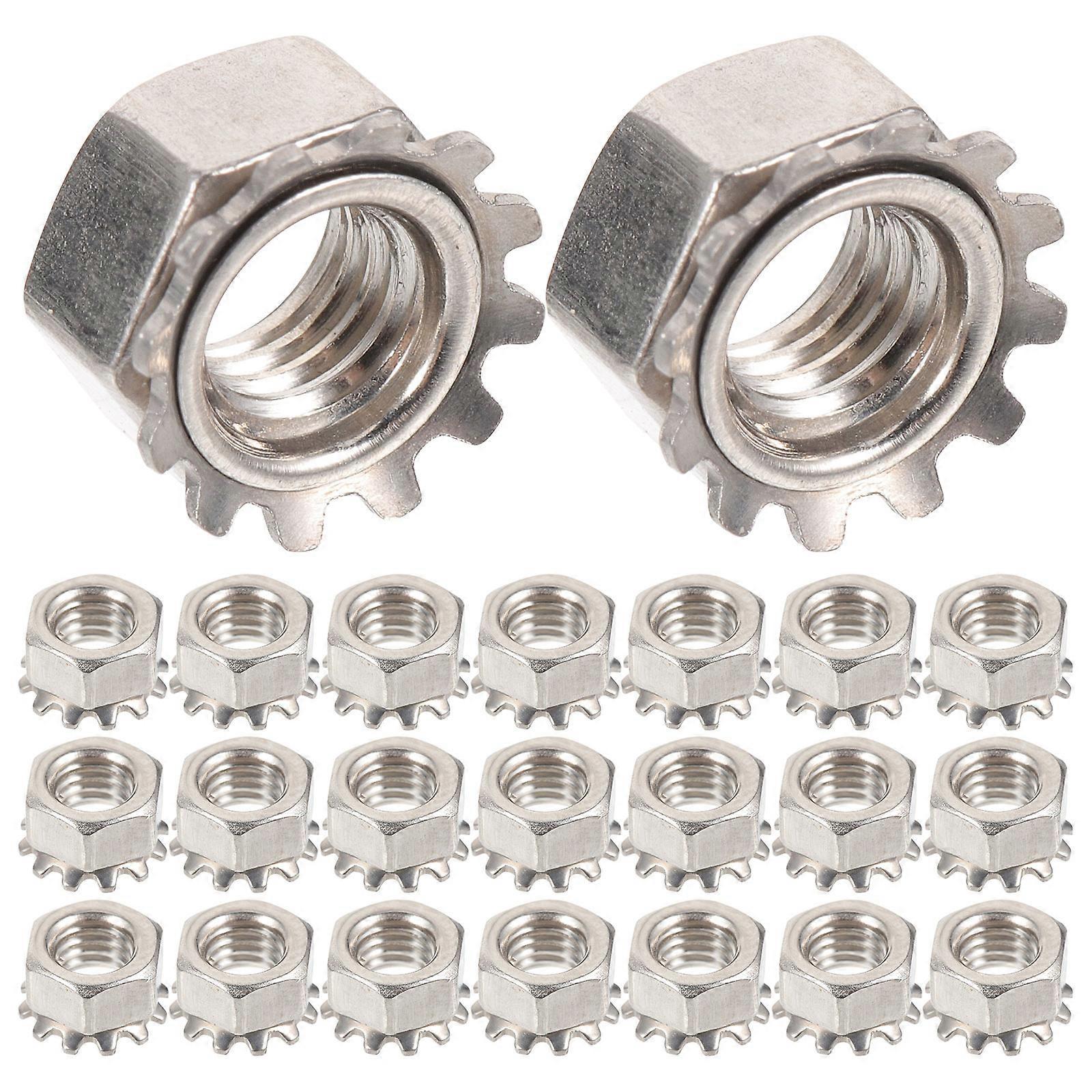50 Stück Muttern Mit Außenzahnscheibe, Befestigungsmuttern, Sechskant-sicherungsmuttern-0.5x0.5x0.3cm-silver