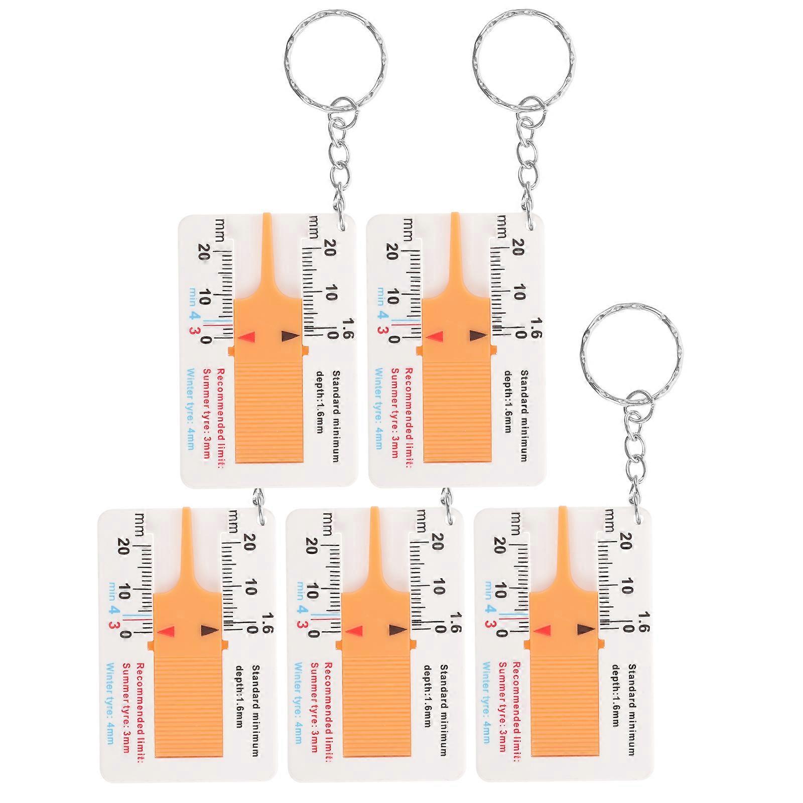 5-teiliges Set Reifentiefenmesser, Reifenprofil-messlehre, Autoreifen-profiltiefenmesser, Messwerkzeug-6.50x4.00x0.50cm-yellow