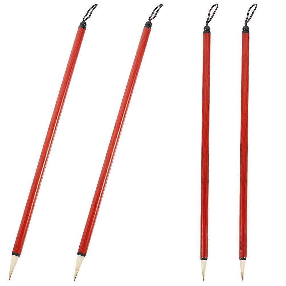 4-teiliges Set Chinesischer Pinsel, Kalligrafiepinsel, Malpinsel-23.00x0.80x0.80cm-dark Red