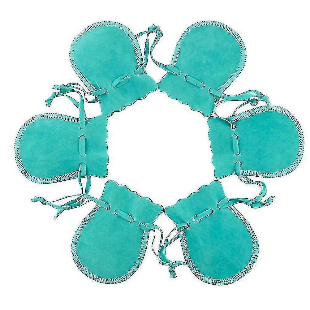 6 Stück Schmuckbeutel Aus Kürbis, Flanell-aufbewahrungsbeutel Mit Kordelzug Für Ringe, Ohrstecker, Süßigkeitenbeutel, Geschenktüten, Zufällige Farbe Der Kordel (7x9 Seeblau)