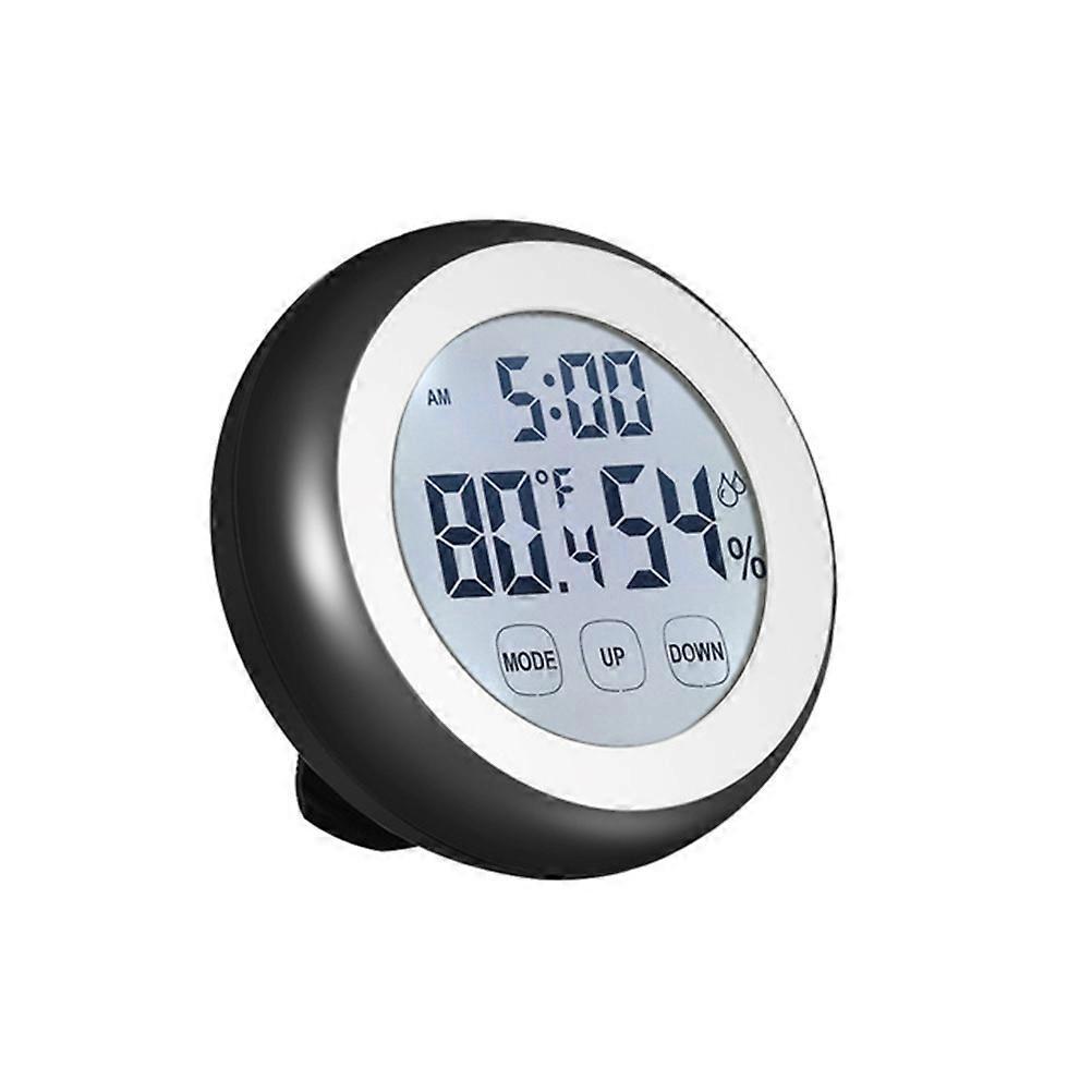 Hochpräzises Multifunktions-led-thermometer Mit Großem Bildschirm Und Touchscreen Für Den Innenbereich (batterie Nicht Enthalten) (schwarz)-9.00x9.00x2.50cm-black