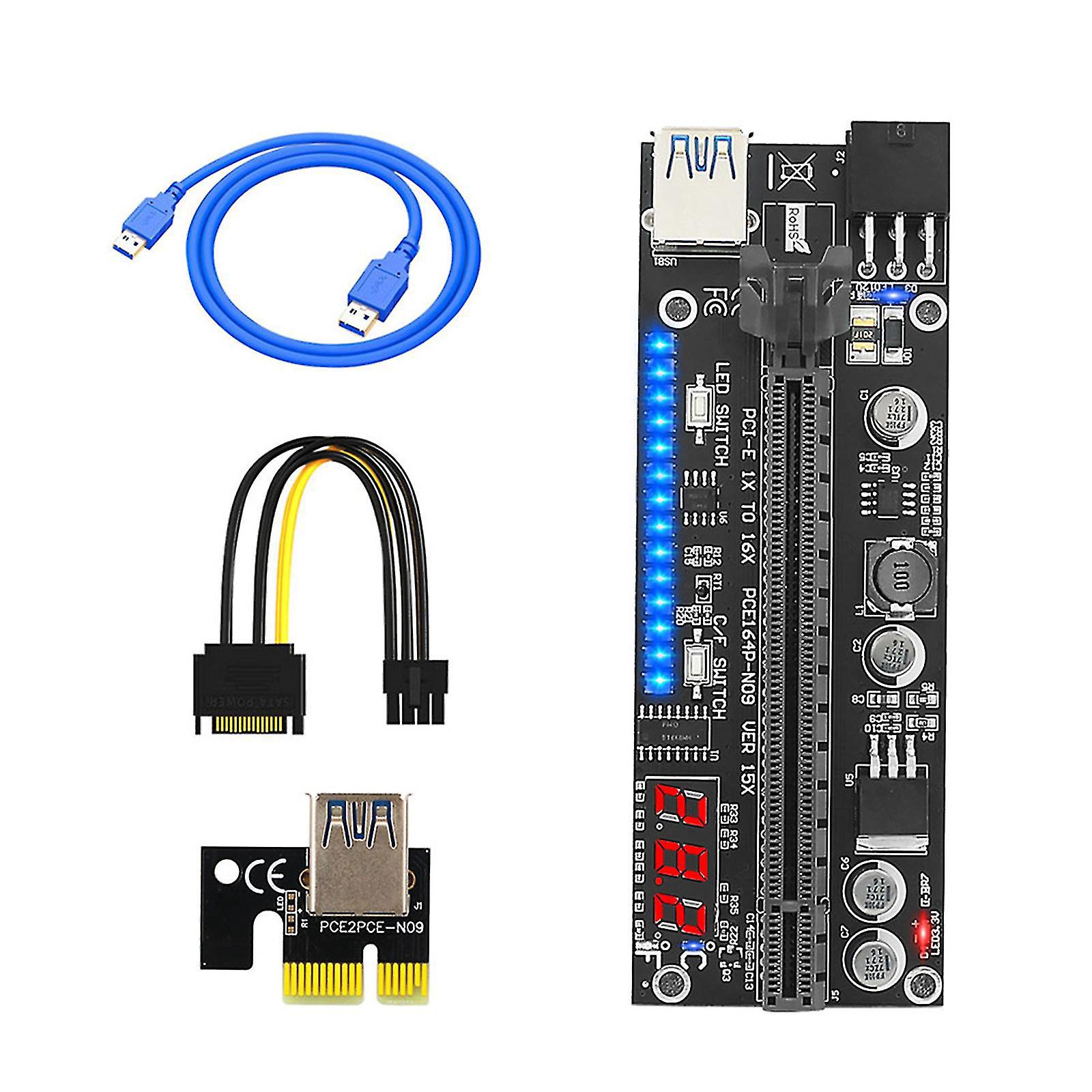 Ver15x Pci-e Riser-karte 1x Auf 16x Riser-adapter 3528 Led Rgb-leuchtreklamen Für Miner