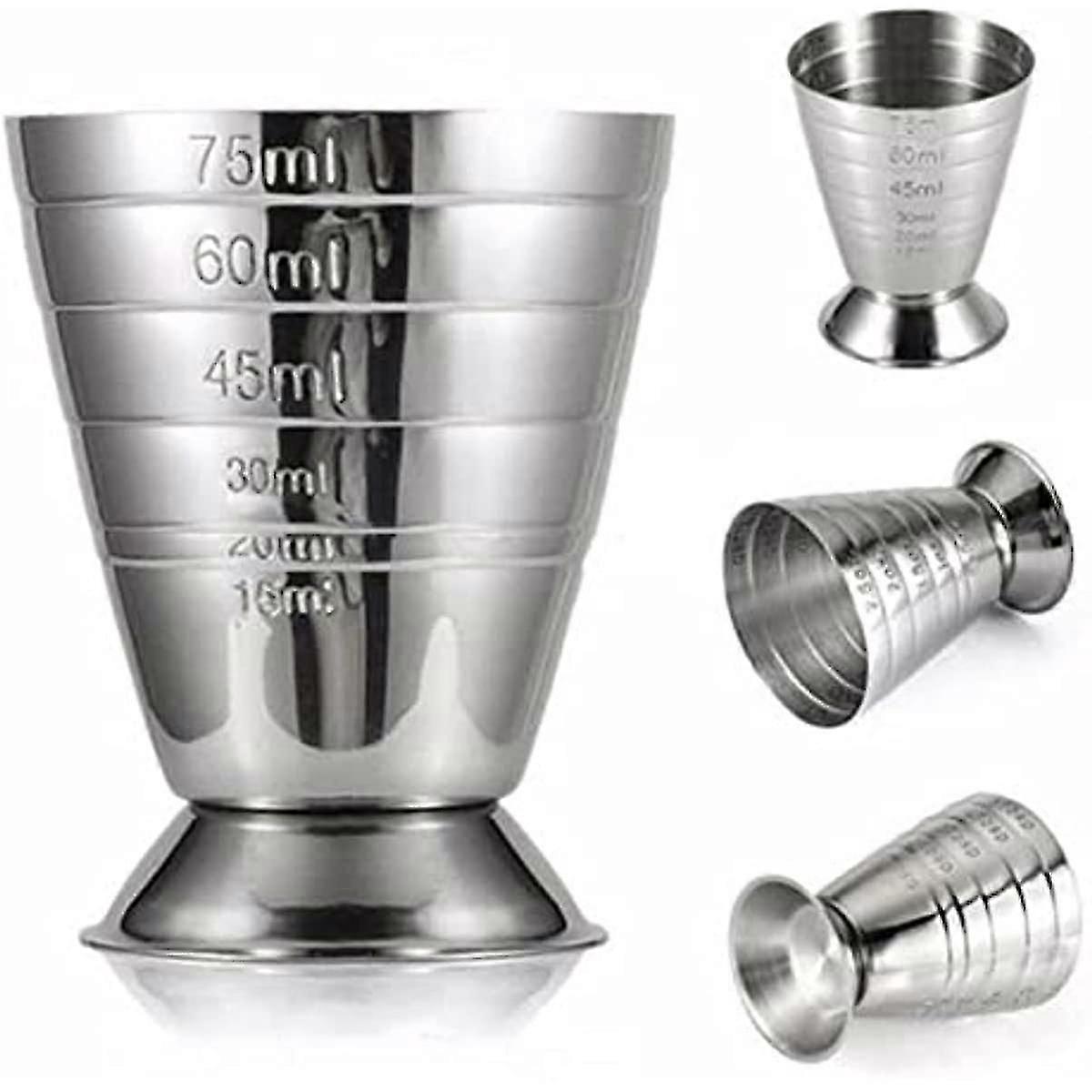 Messbecher Für Cocktails, Edelstahl, Graduierter Ausgießer Für Flüssigkeiten Oder Cocktails, 75 Ml (2,5 Oz)