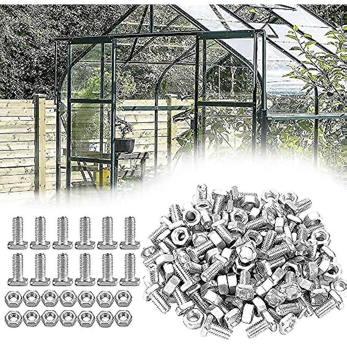 50 Muttern Und 50 Schrauben Für Gewächshäuser, Aluminium-schrauben Und -muttern Mit Vierkantkopf, Zubehör Für Gewächshäuser