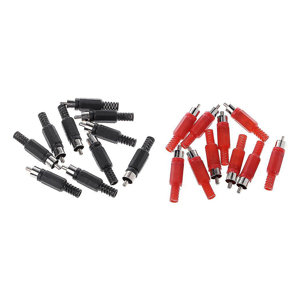 20 Stück Schwarze Und Rote Rca-lötstecker (männlich) Mit O-videoadapteranschluss