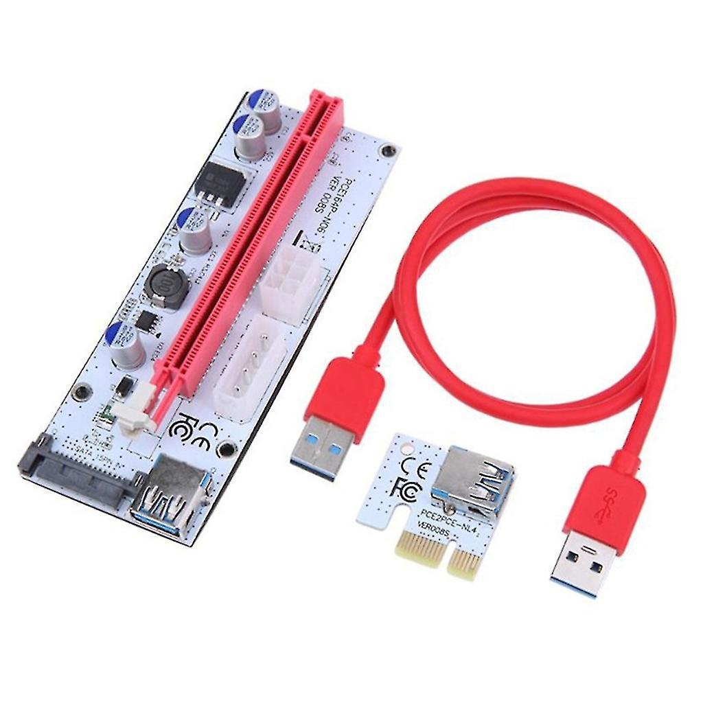 Pcie-riser-karten-set, Pcie 1x Auf 16x Adapter, 4-pin- Und 6-pin-sata-stromanschluss, Usb 3.0-kabel