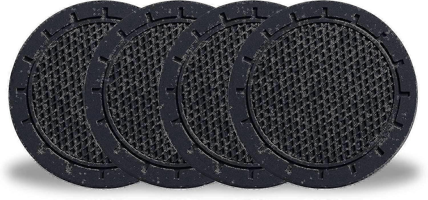 Auto-becherhalter-untersetzer, Pvc-auto-untersetzer, 4er-pack Universelle Rutschfeste Auto-becherhalter-einsätze, Auto-innenausstattung – Schwarz