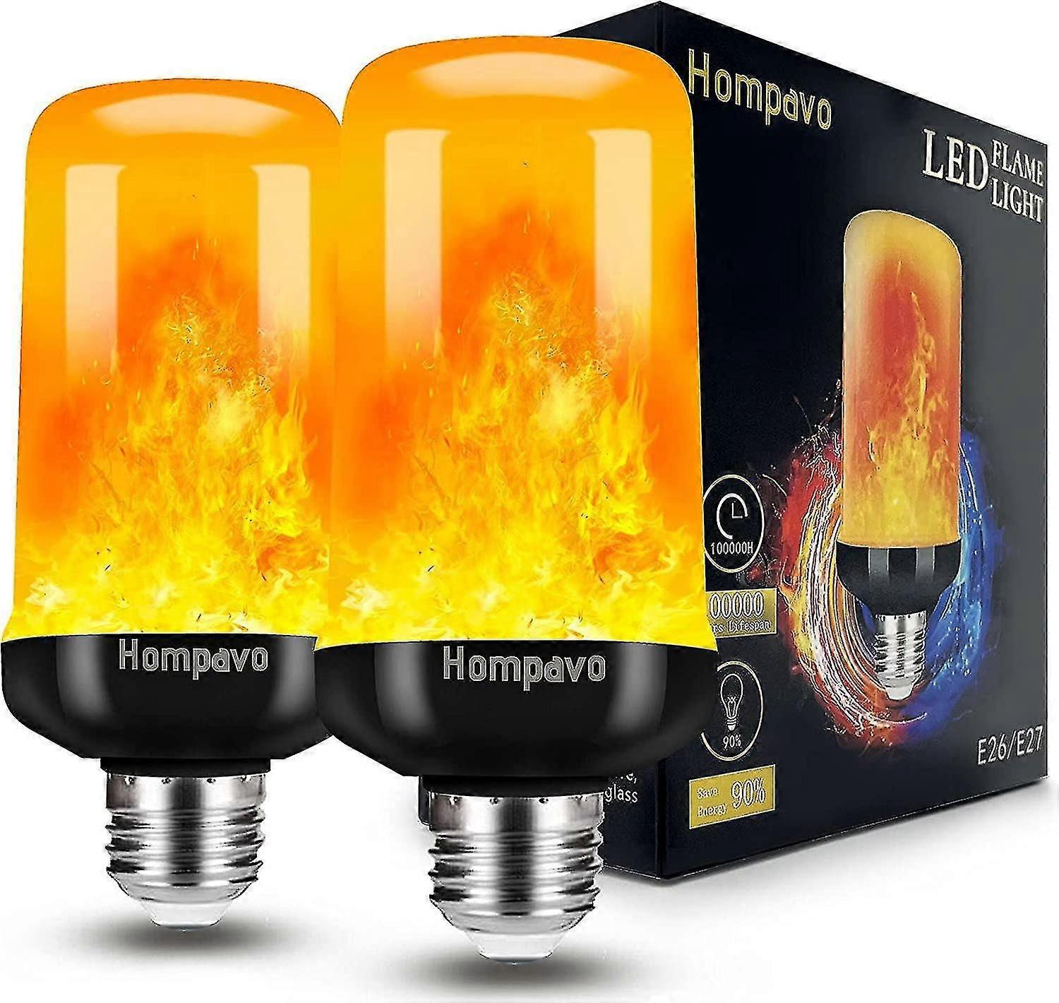 [verbesserte] Led-flammenlampe, 4 Blinkmodi, E26/e27-sockel, Weihnachtsdeko (2er-pack)