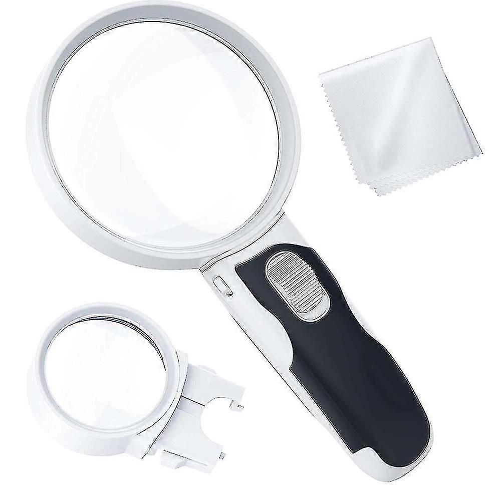 Beleuchtetes Led-handlupen-set – 5-fache Und 10-fache Vergrößerung, Optimale Beleuchtung, Ideal Für Senioren Zum Lesen, Für Hobbys Und Mehr.