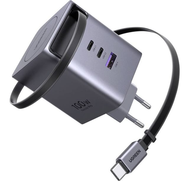 UGREEN 100 W GaN Fast Charger with Retractable Cable