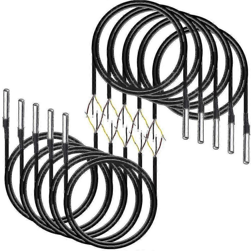 10 Stück Wasserdichte Ds18b20-temperatursensoren, Digitale Temperaturfühler Mit Thermokabel (-55 °c Bis + °f)