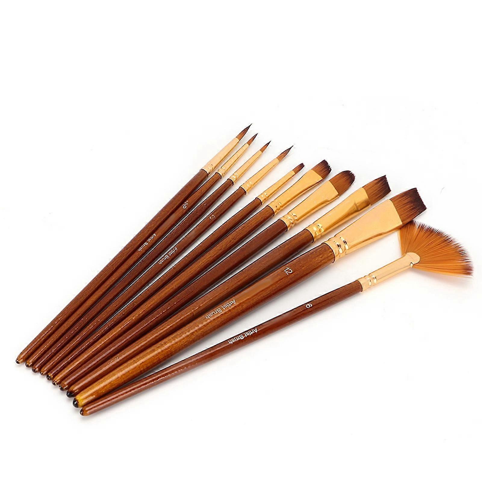 10-teiliges Pinselset Mit Verschiedenen Formen, Nylonborsten, Aquarell- Und Acrylmalpinsel