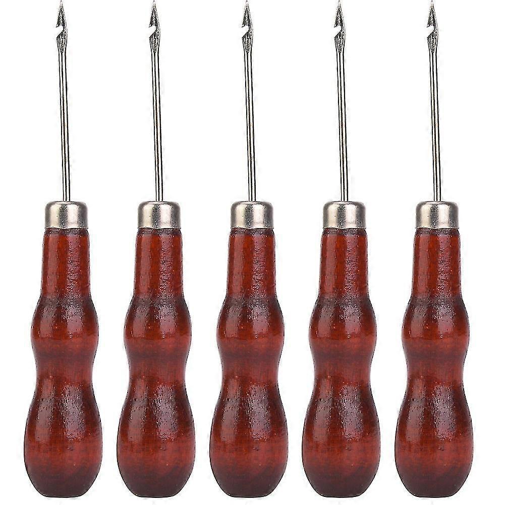 5-teiliges Set Aus Ahle Mit Holzgriff, Lochstanze, Näh- Und Stickahle, Schuhreparaturwerkzeug, Häkelnadel