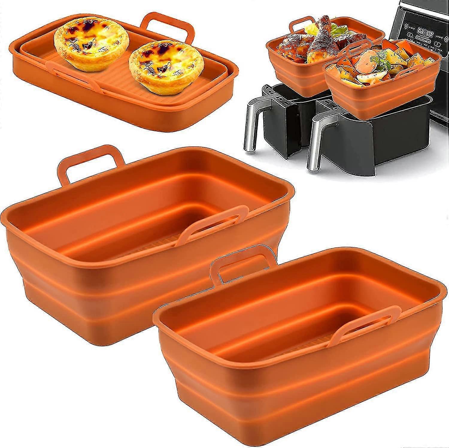 Stück Faltbare Silikon-heißluftfritteusen-einsätze, Innenkörbe Für Ninja Foodi Dz201/dz401 Dualzone Heißluftfritteuse
