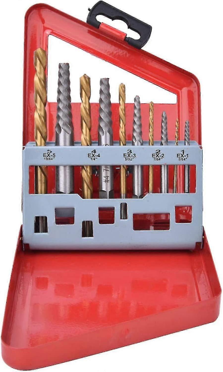 10-teiliges Schraubenausdreher-bohrer-set, Linkshänder-schraubenausdreher-set Aus Legiertem Stahl Und Kobalt, Für Linkshänder-bohrmaschinen (verzinnt)