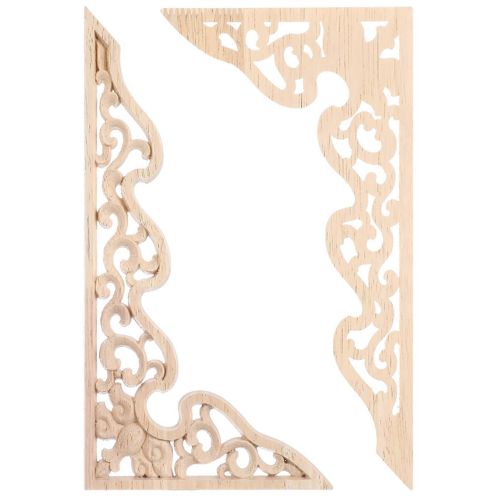 Stück Holzschnitzereien, Intarsien, Applikationen, Möbel- Und Türdekoration Aus Massivholz-26.00x13.60x0.80cm-beige