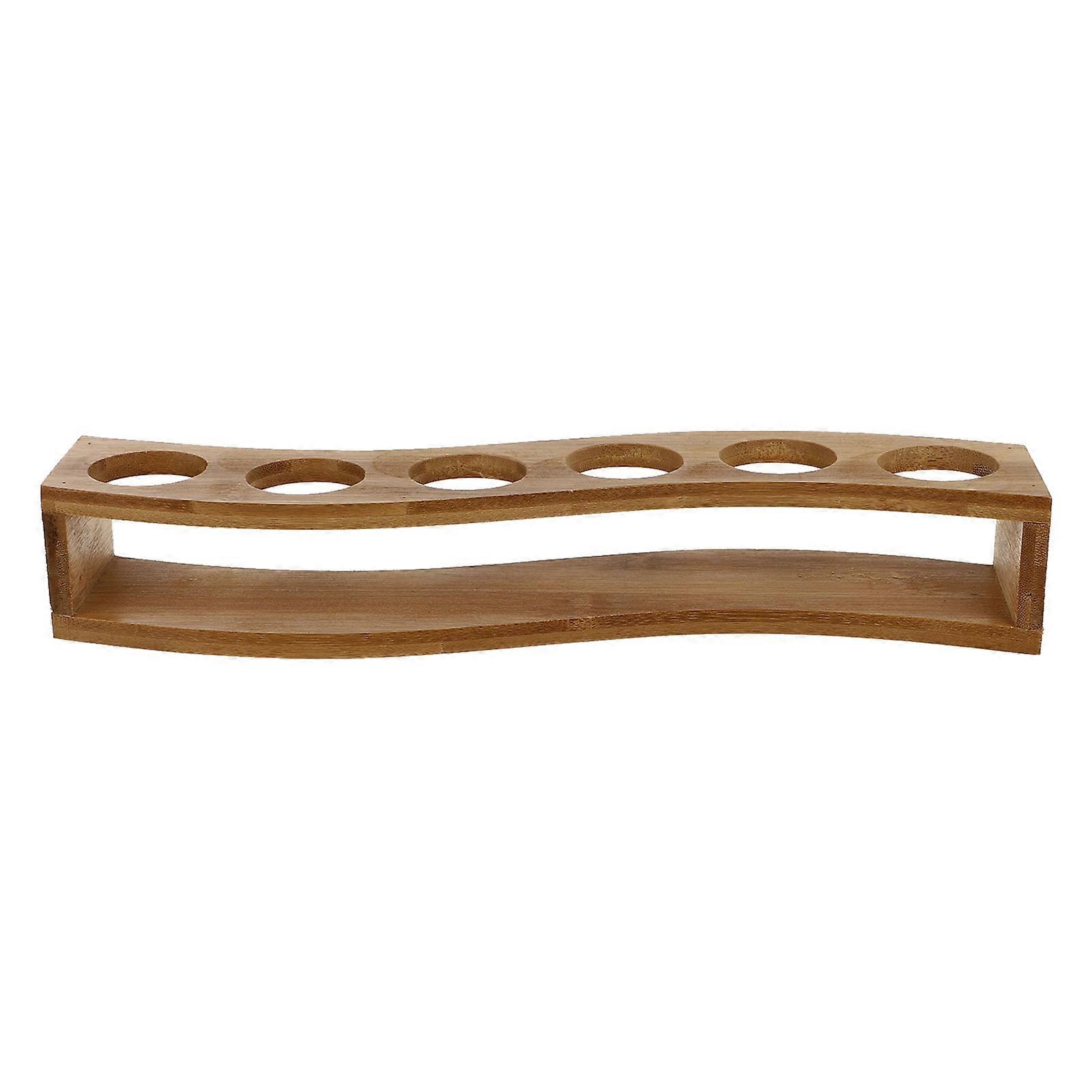 1 Stück Sicherer Und Natürlicher Bambus-likörglashalter Mit 6 Aufbewahrungslöchern (beige)-32.5x6.5x5.3cm-beige