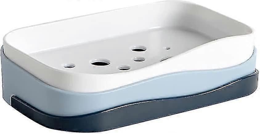 Doppellagige Seifenablage, Wandseifenhalter, Selbstklebende Seifenschale, Kein Bohren Erforderlich, Für Badezimmer, Küche, Badewanne (blau)