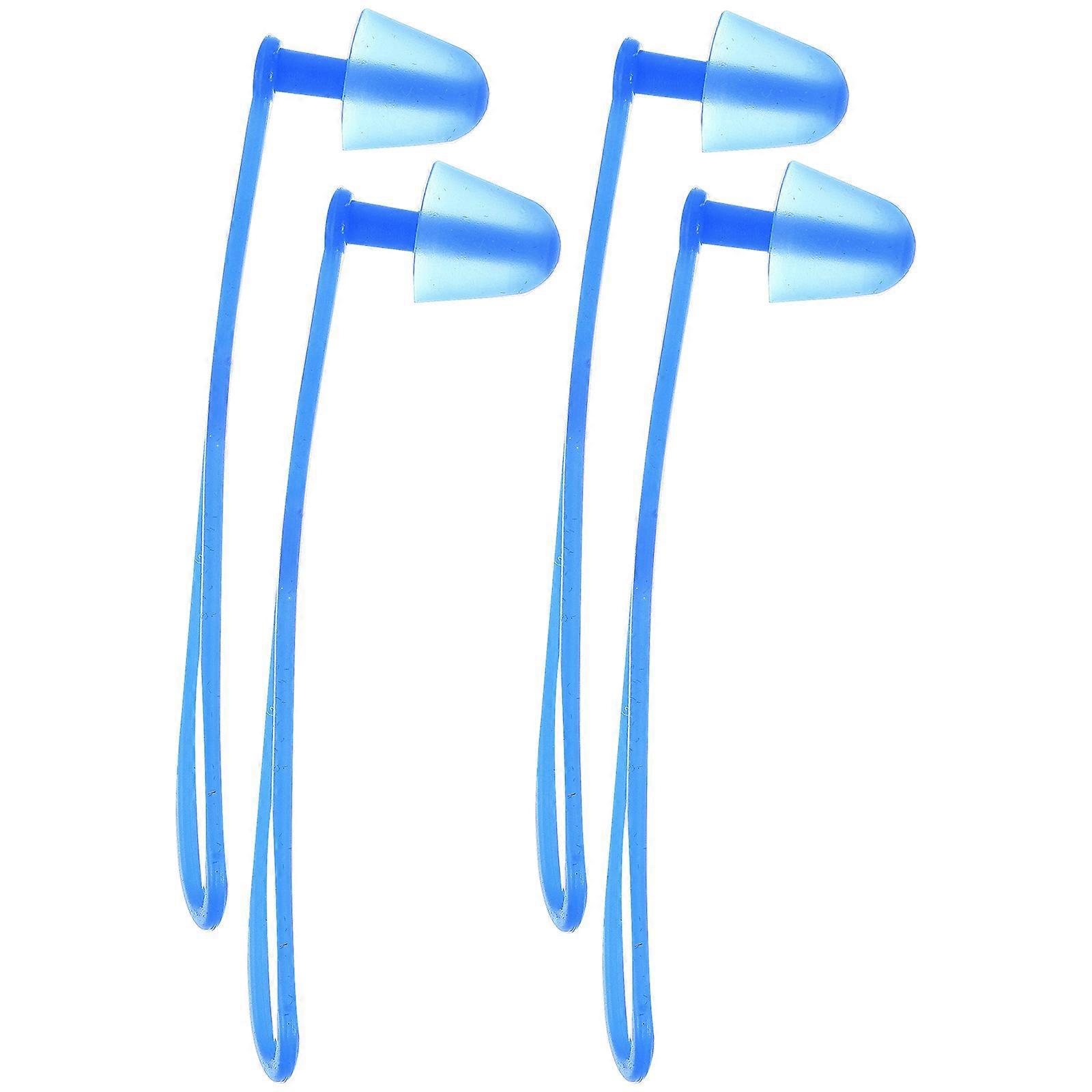 Paar Silikon-schwimm-ohrstöpsel, Ergonomisch, Wasserdicht, Zum Tauchen Geeignet, Mit Aufhängeseil Für Erwachsene Und Kinder (blau)-m
