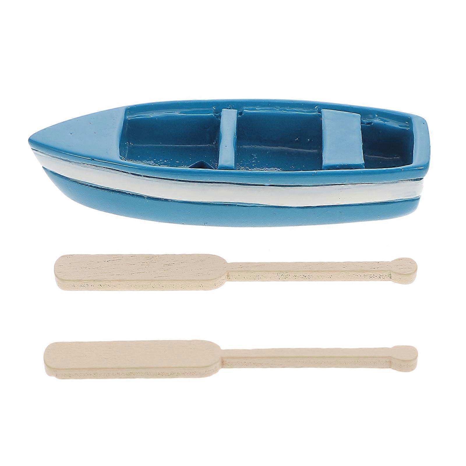 Miniatur-boot Und Paddel Aus Kunstharz, Modellfiguren, Spielzeug, Mikrolandschaftsdekoration, Simulation Einer Meeresstrandszene-5.50x2.00x1.00cm-blue