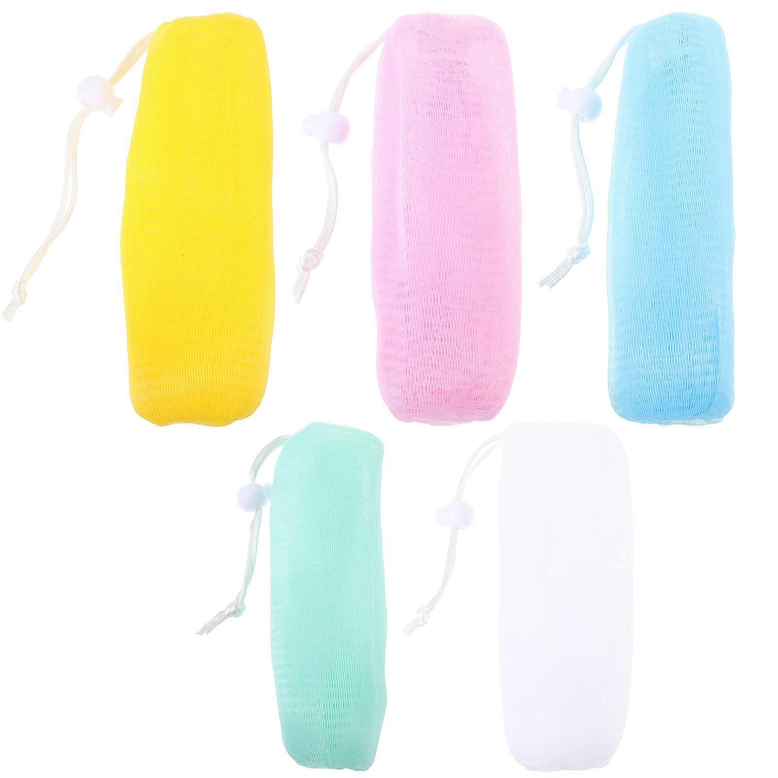 Stück Seifenbeutel, Seifenblasenmacher, Peelingnetz, Handgefertigte Seifenaufbewahrungsbeutel (weiß, Rot, Gelb, Grün, Blau)-156cm